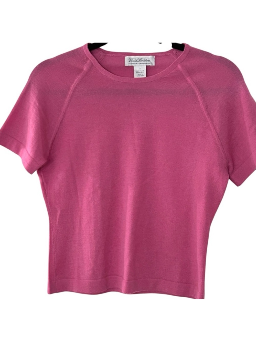 Brooks Brothers Italian Merino Wool Pink Short Sleeve Knit Tee Sweater Size S